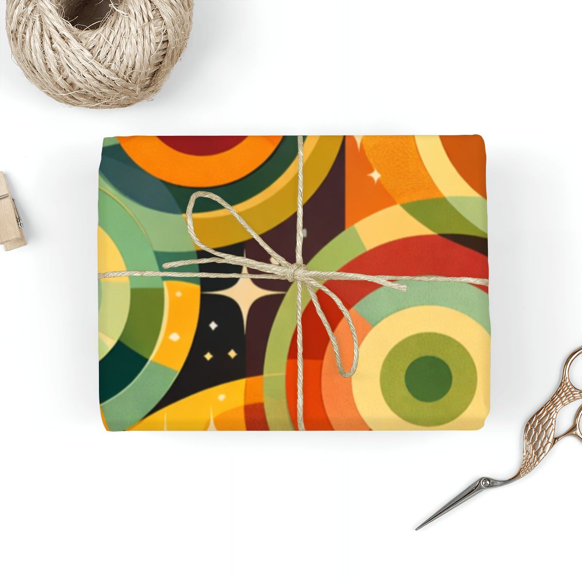 3-Pack Gift Wrapping Paper Sheets – Retro Atomic Print