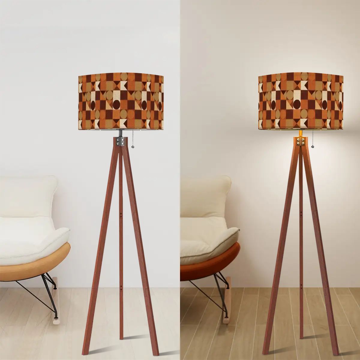 70s Mod Modular Tripod Floor Lamp | Chocolate Earth Tones | Made in USA