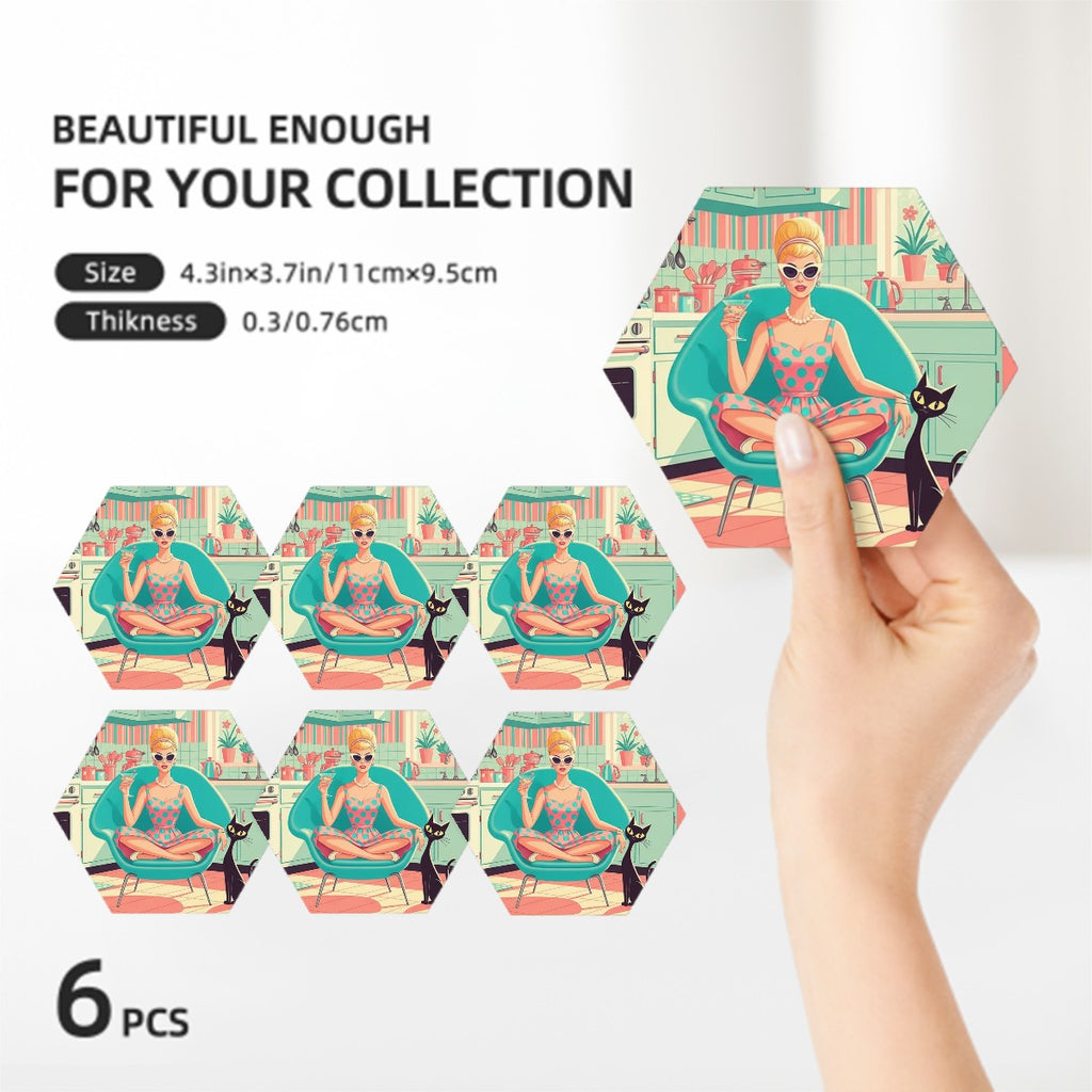 Atomic Lounge Ceramic Coaster Set (6-Pack)