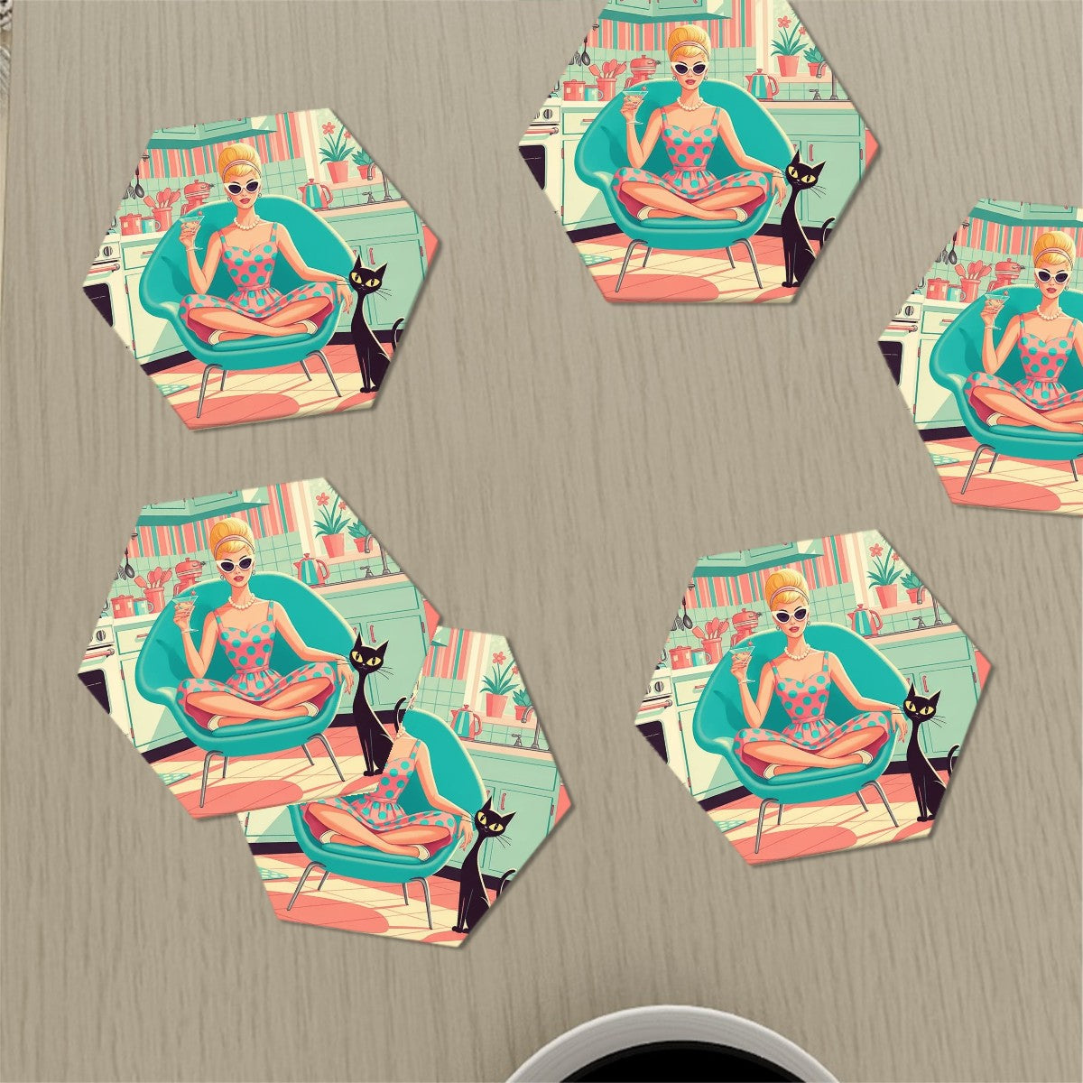 Atomic Lounge Ceramic Coaster Set (6-Pack)