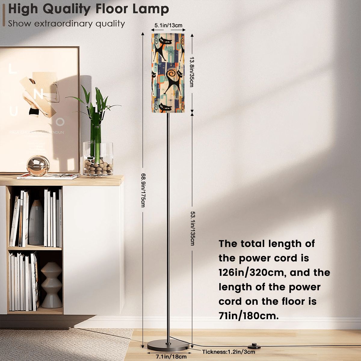 Atomic Cool Cat Slim Floor Lamp | Made in USA | Dimmable Smart LED & Remote