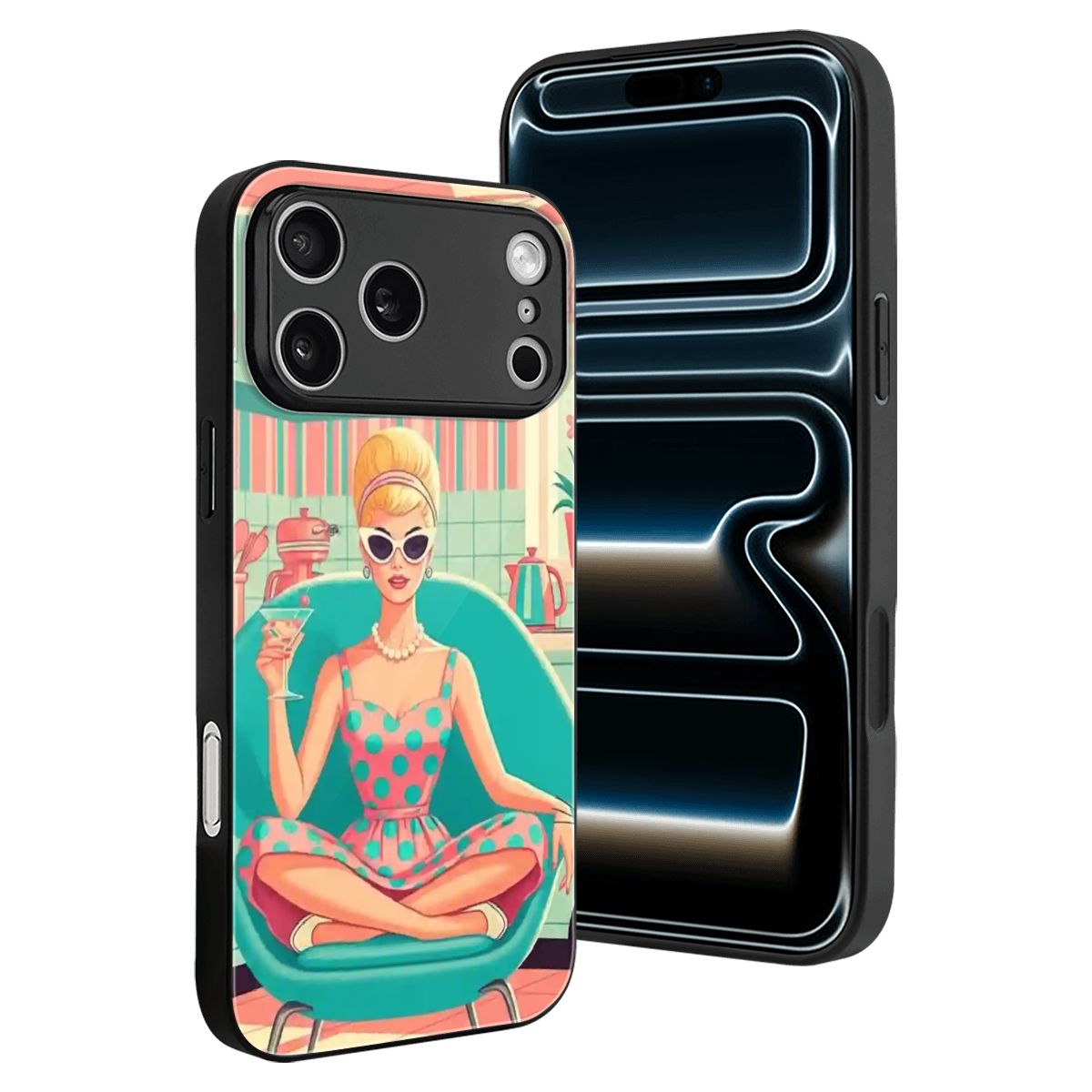 📱 Atomic Poolside Diva Glass Phone Case – iPhone 17 Pro Max