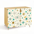 Atomic Starburst Mid-Century Modern Wooden Storage Cabinet - Kitsch &amp; Chic! 🚀