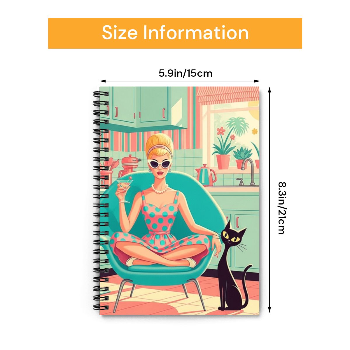 🧁 Atomic Housewife Spiral Notebook – MCM Kitsch Edition