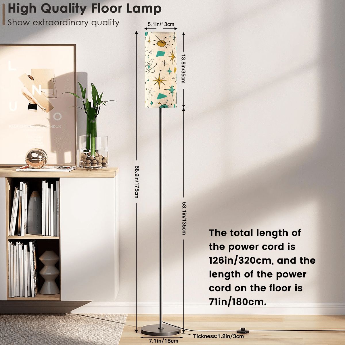 Atomic Kitsch Smart LED Floor Lamp | Mid-Century Modern Atomic Starburst Standing Lamp (Made in USA)