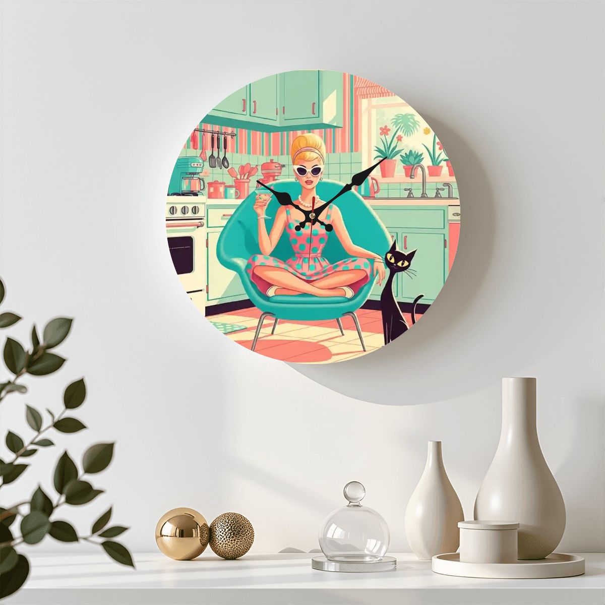 Wooden Round Wall Clock 9.8"x9.8" (Made in USA)