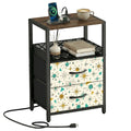 2-Drawer Bedside Table with Built-In Power Strip