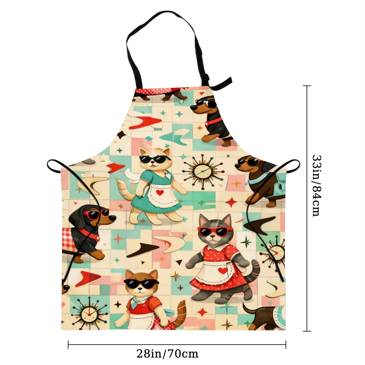🍳 Atomic Kitsch Waterproof Apron – Nautical Cat Parade Edition