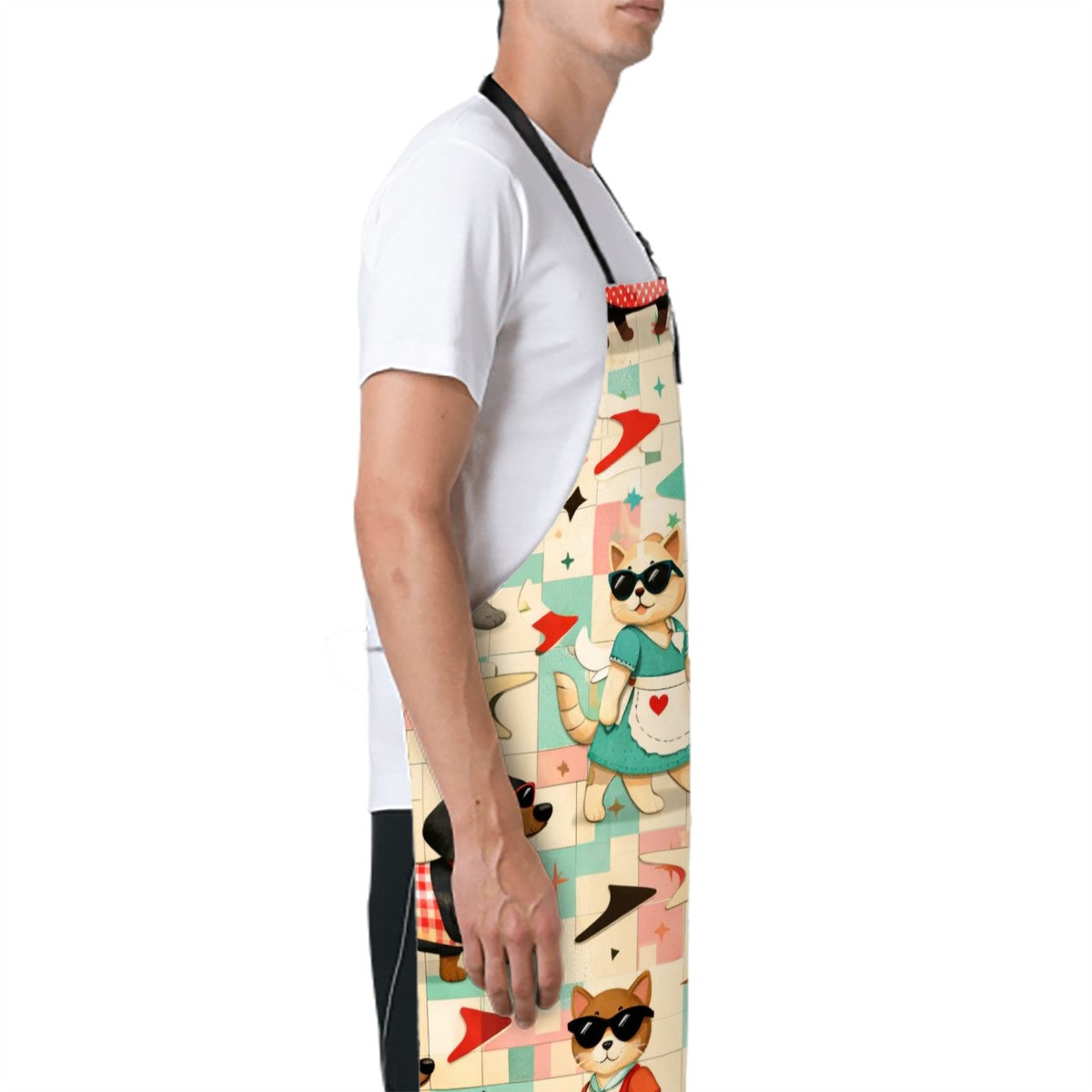 🍳 Atomic Kitsch Waterproof Apron – Nautical Cat Parade Edition