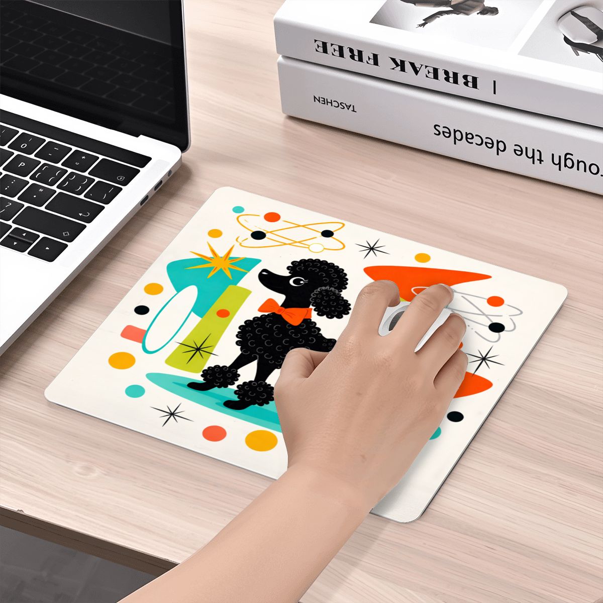 🐩 Atomic Poodle Mouse Pad – Non-Slip Sublimated Desk Mat