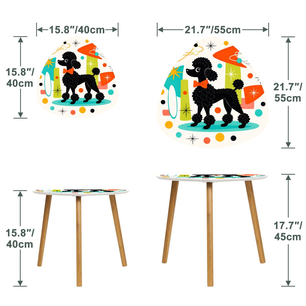 🐩 Atomic Poodle Nesting Side Tables – Set of 2