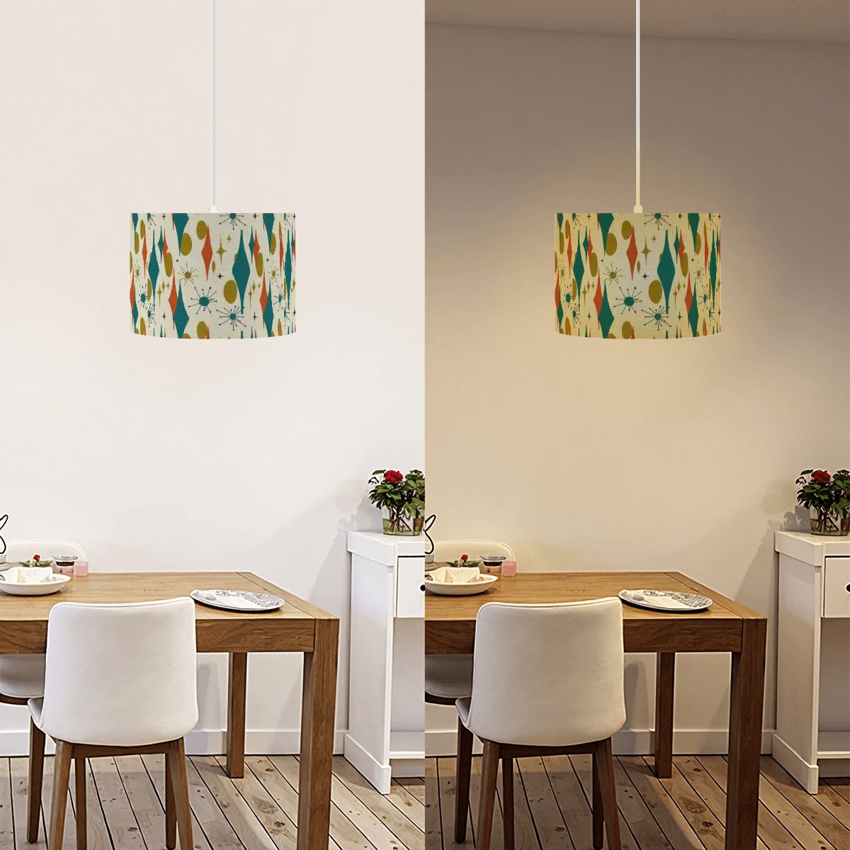 Atomic Harlequin Plug-In Swag Light | Made in USA | Remote Control & Color Changing