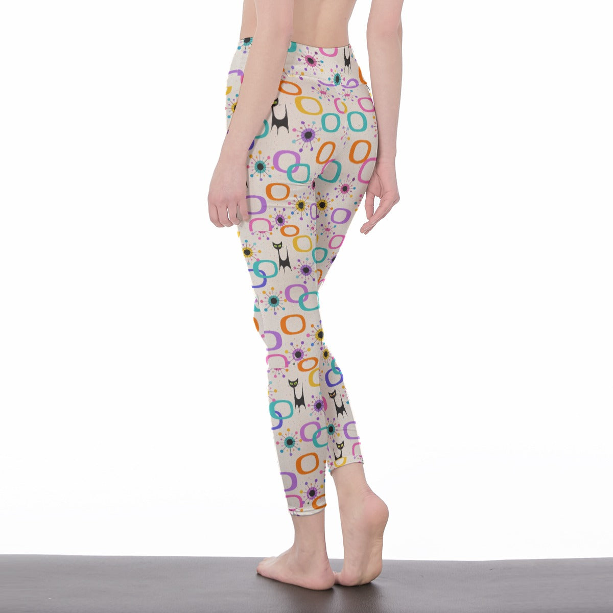 Atomic Cat & Mod Rings High Waist Leggings | Retro Activewear (XS-5XL)