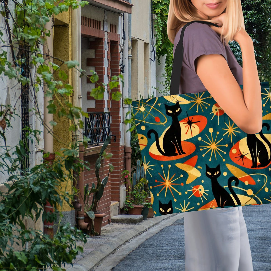 👜 Atomic Cat & Sunburst Shoulder Tote – Large Capacity MCM Kitsch