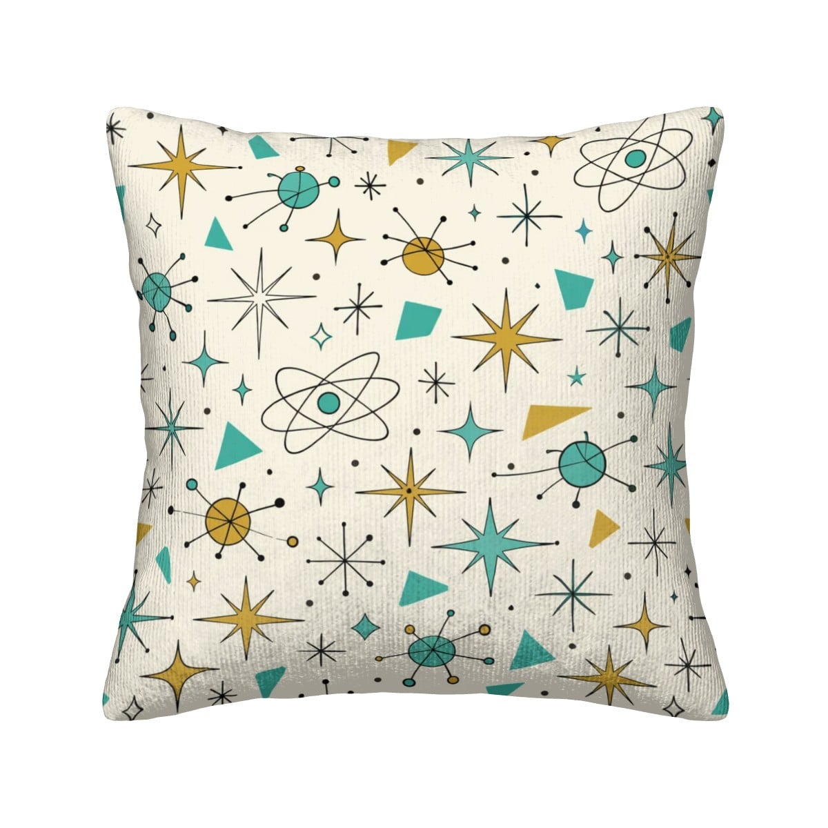 Atomic Stardust Corduroy Throw Pillow - Double-Sided Retro Pop!