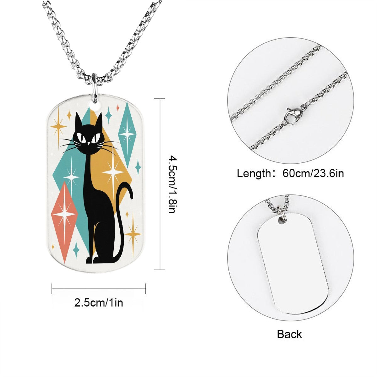 🐈 Atomic Kitsch Memorial Necklace – Black Cat & Starburst Edition