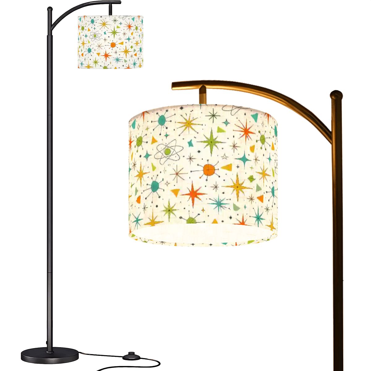 Atomic Age Sputnik Arc Floor Lamp | Made in USA | Dimmable Smart LED & Remote