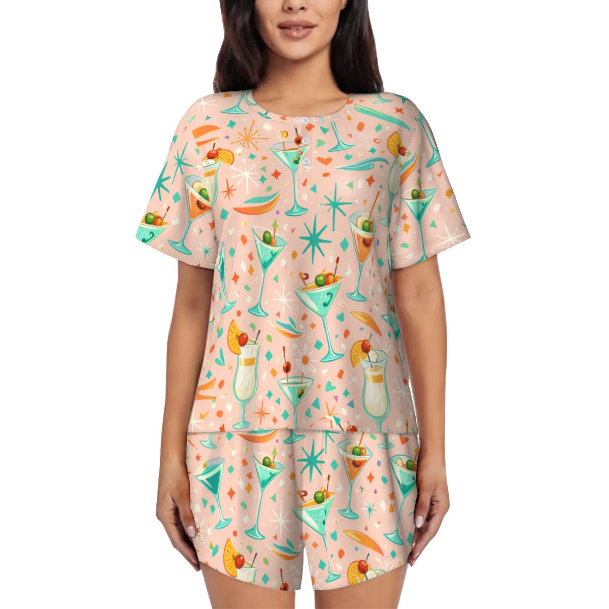 🍍 Atomic Kitsch Women’s Pajama Set – Tropical Fruit Lounge Edition