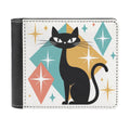 🐈 Atomic Kitsch Leather Wallet – Black Cat & Starburst Edition
