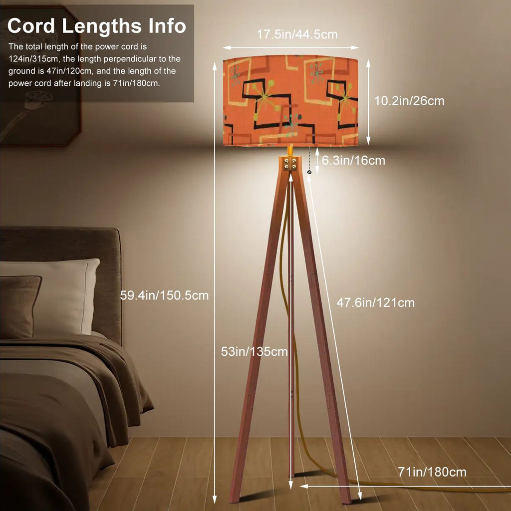 Atomic Rust Starburst Tripod Floor Lamp | Made in USA | Smart LED & Remote