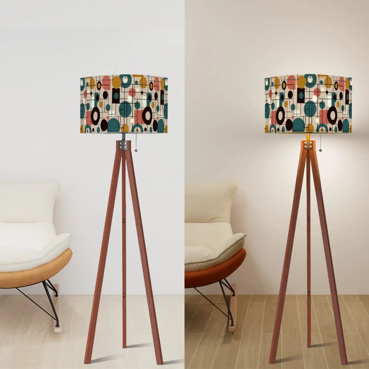 Atomic Connection Geometric Tripod Floor Lamp | Made in USA | Smart LED & Remote