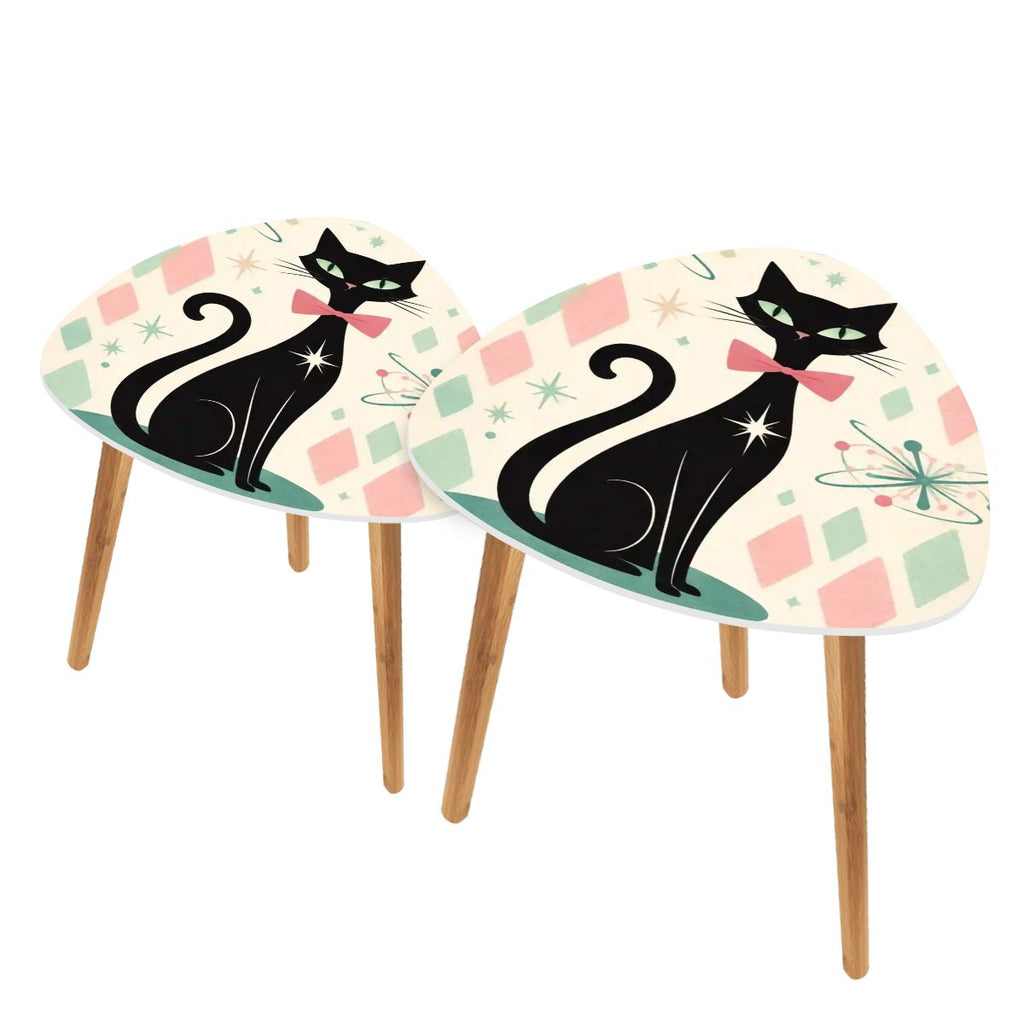 🐾 Atomic Cat Triangle Side Table – MCM Accent Piece (Made in USA)