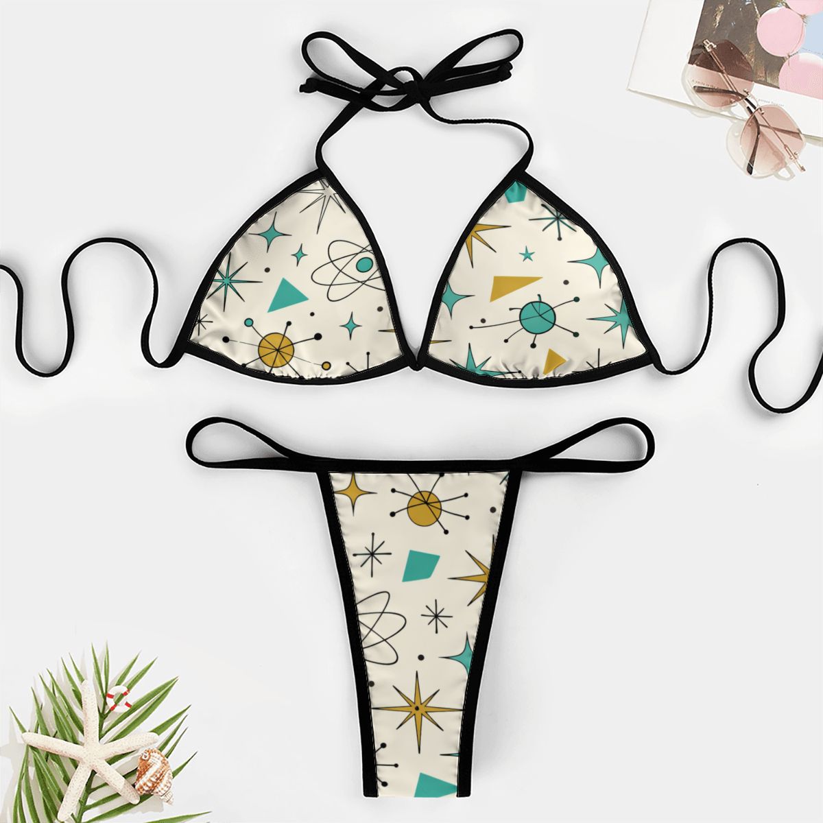 Atomic Starburst Thong Bikini Set 🚀 | Retro Kitsch Swimwear