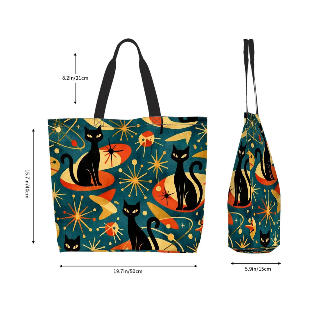 👜 Atomic Cat & Sunburst Shoulder Tote – Large Capacity MCM Kitsch