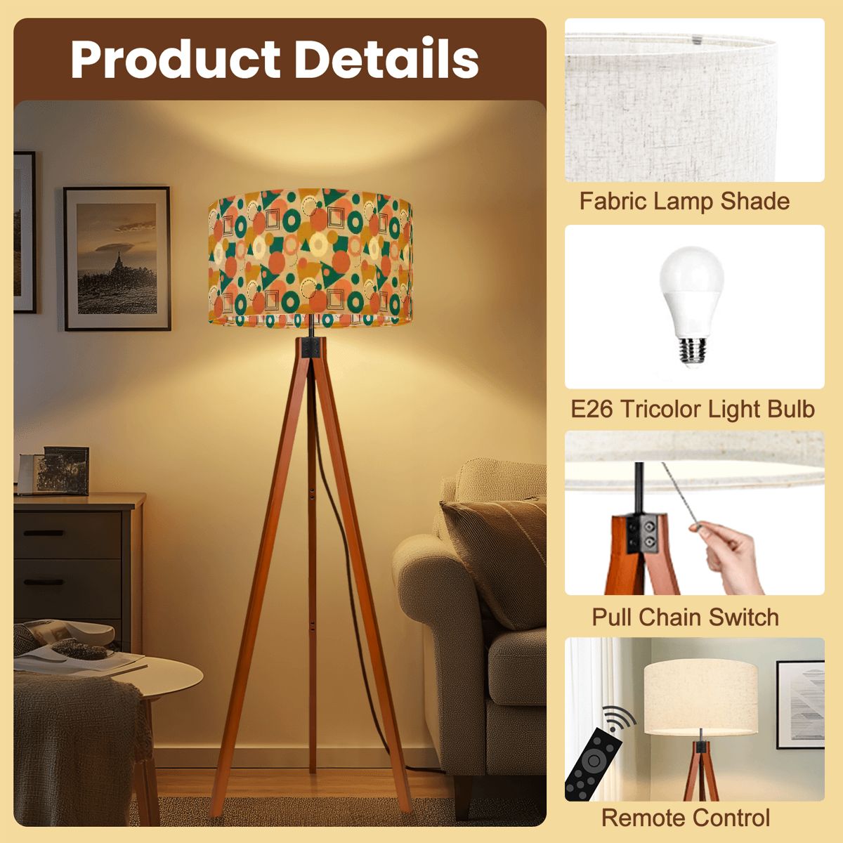 Mod Pop Geometric Tripod Floor Lamp | Made in USA | Smart LED & Remote