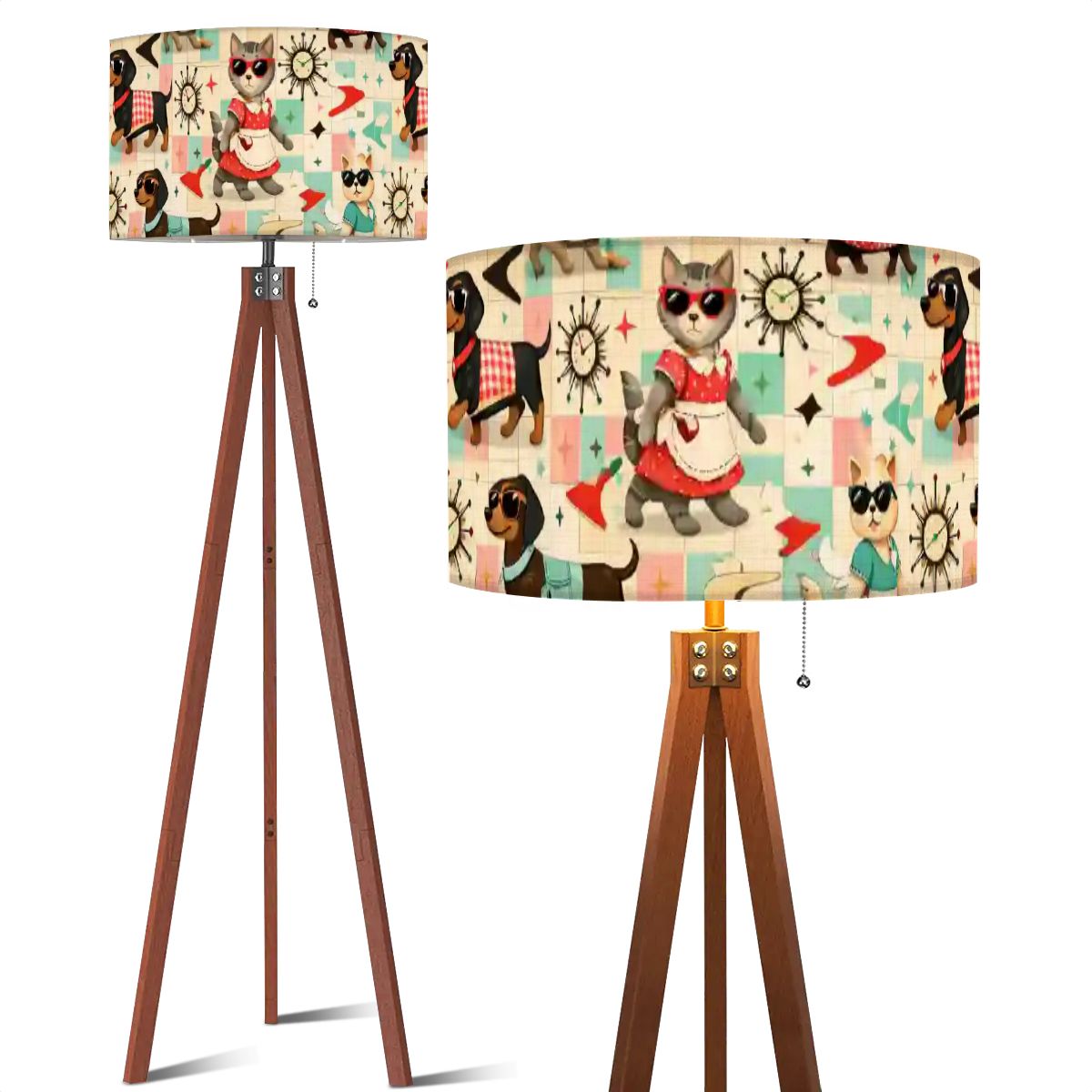 🎄 Atomic Kitsch Tripod Floor Lamp – Woodland Holiday Edition (Made in USA)