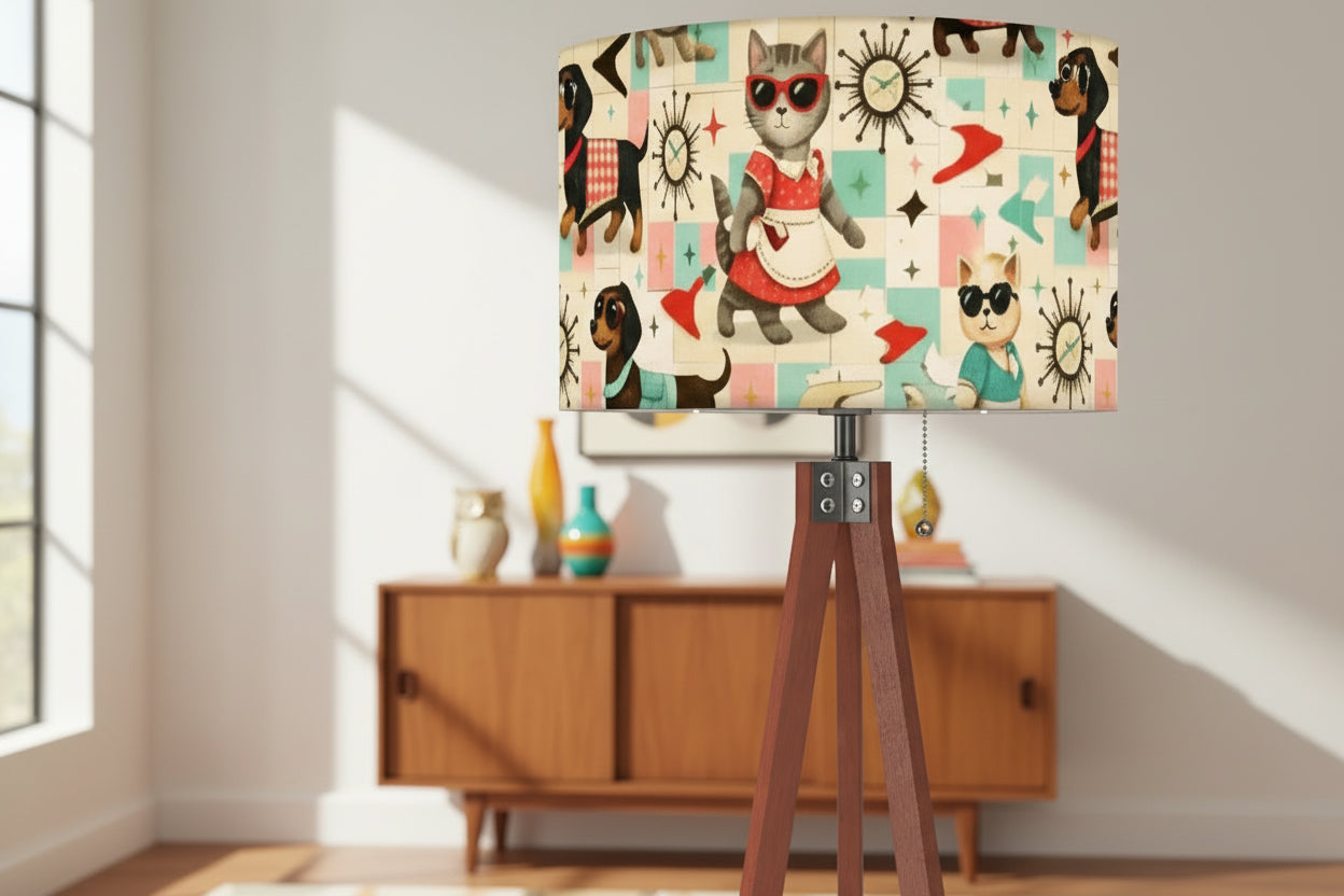 🎄 Atomic Kitsch Tripod Floor Lamp – Woodland Holiday Edition (Made in USA)