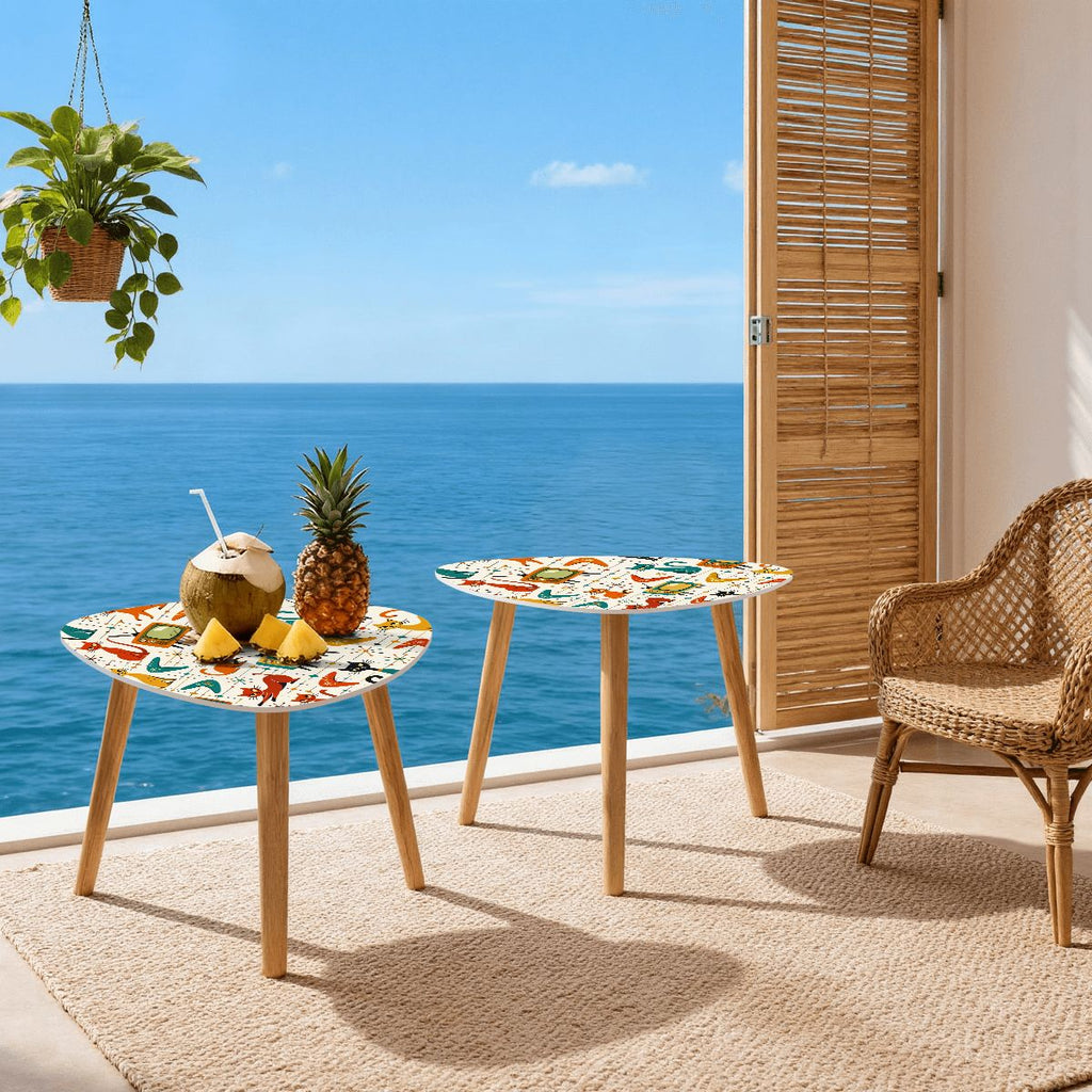 🦊 Atomic Forest Triangle Coffee Table Set – MCM Nesting Duo (Made in USA)