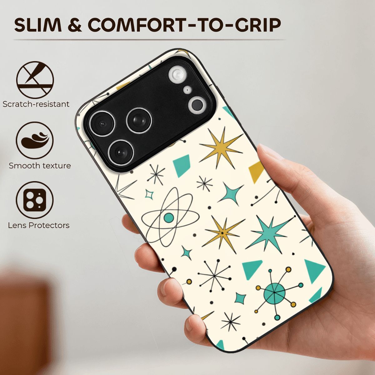 iPhone 17 Pro Max Glass Phone Case – Atomic Starburst Edition