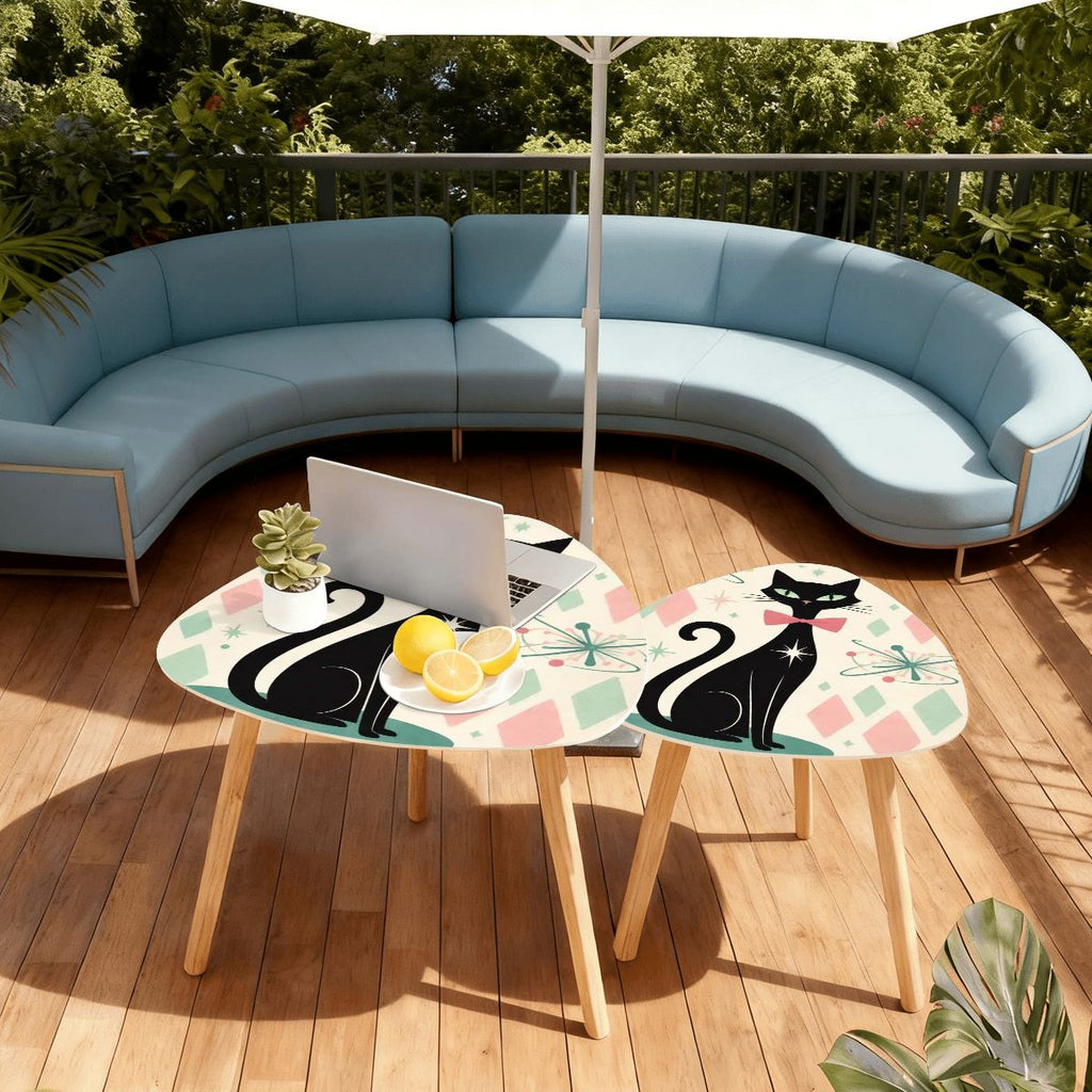 🐾 Atomic Cat Triangle Side Table – MCM Accent Piece (Made in USA)