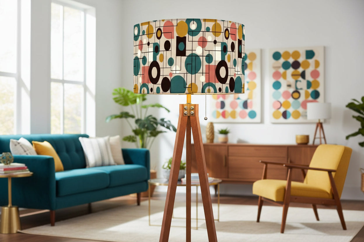 Atomic Connection Geometric Tripod Floor Lamp | Made in USA | Smart LED & Remote