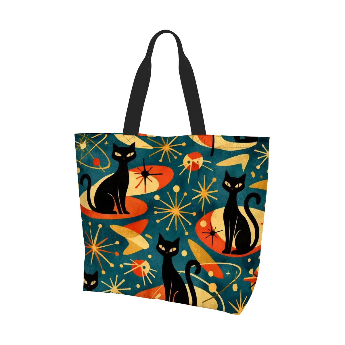 👜 Atomic Cat & Sunburst Shoulder Tote – Large Capacity MCM Kitsch