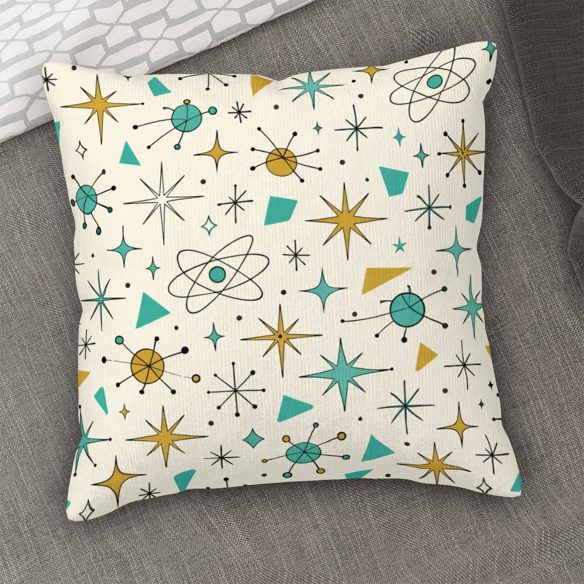 Atomic Stardust Corduroy Pillow Cover - Double-Sided Retro Pop!