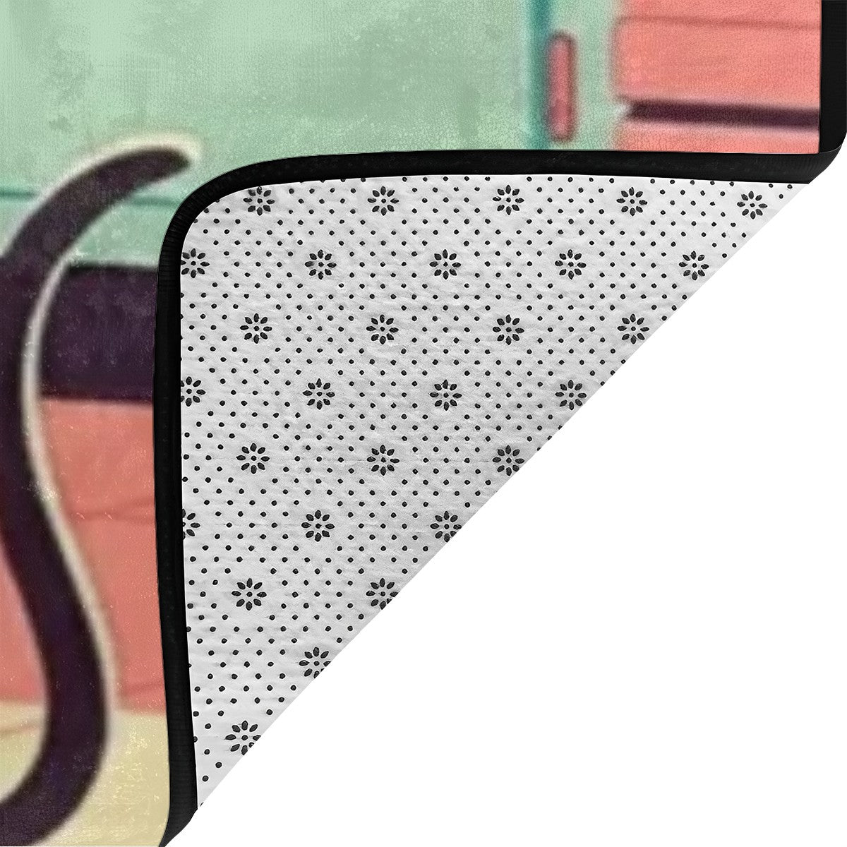 Atomic Age Oasis: Large Flannel Non-Slip Area Rug – Your Mid-Century Dreamscape!