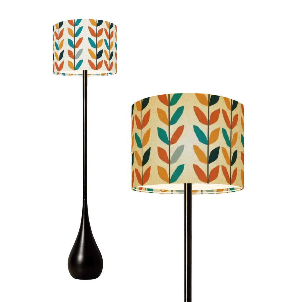 Scandi-Mod Leaf Teardrop Floor Lamp | Retro Botanical | Smart LED & Remote