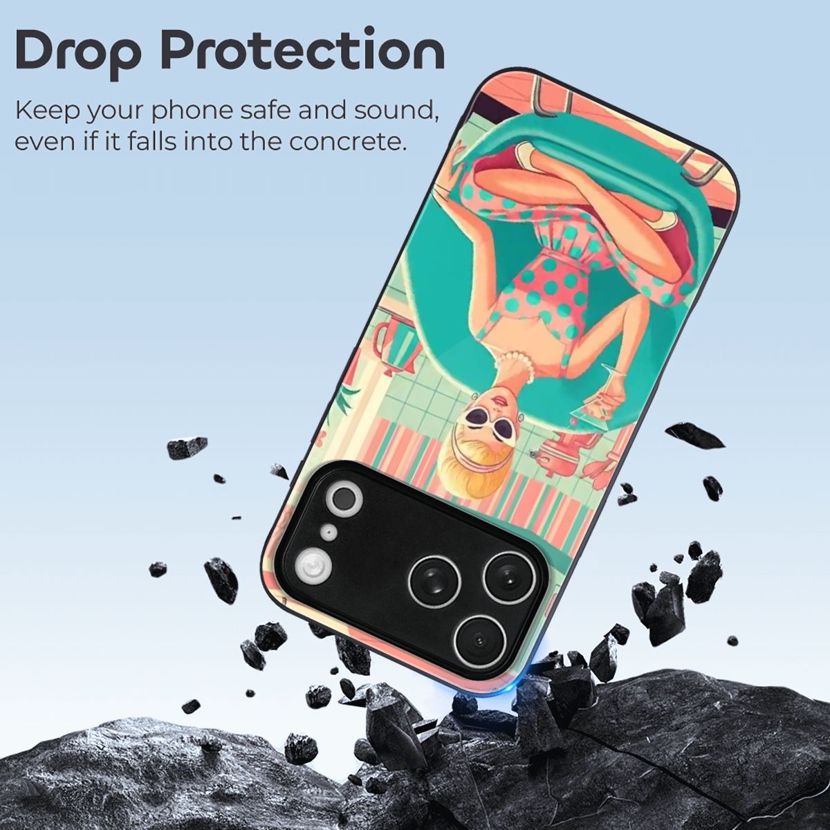 📱 Atomic Poolside Diva Glass Phone Case – iPhone 17 Pro Max