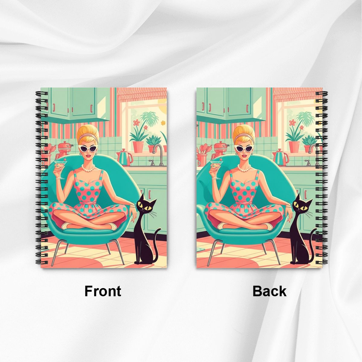 🧁 Atomic Housewife Spiral Notebook – MCM Kitsch Edition