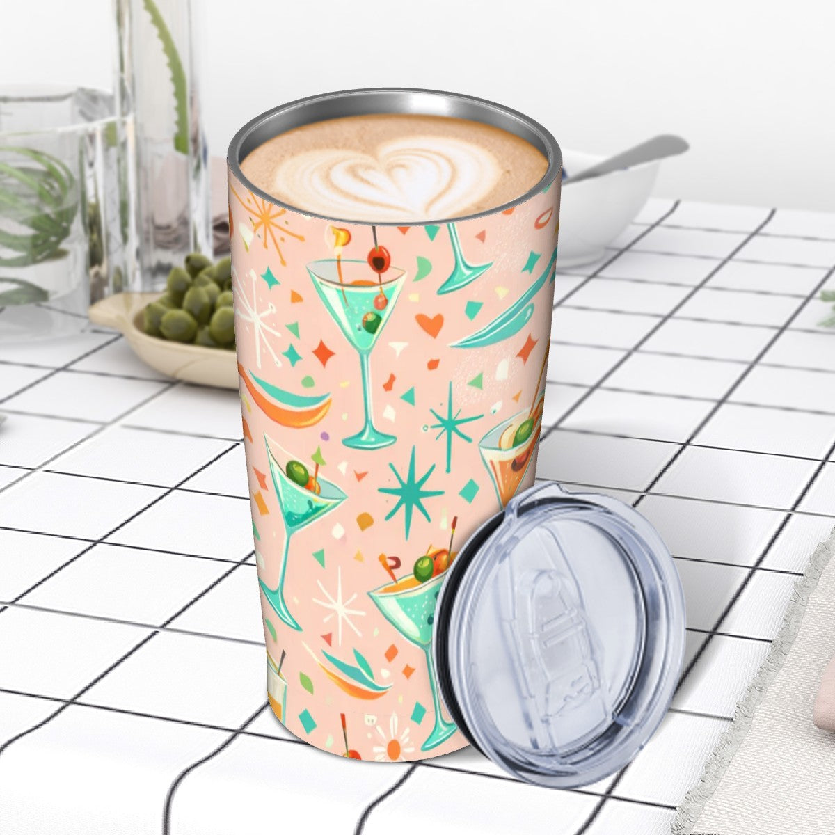 🍹 Atomic Cocktail Stainless Steel Tumbler with Lid & Straw – 20oz