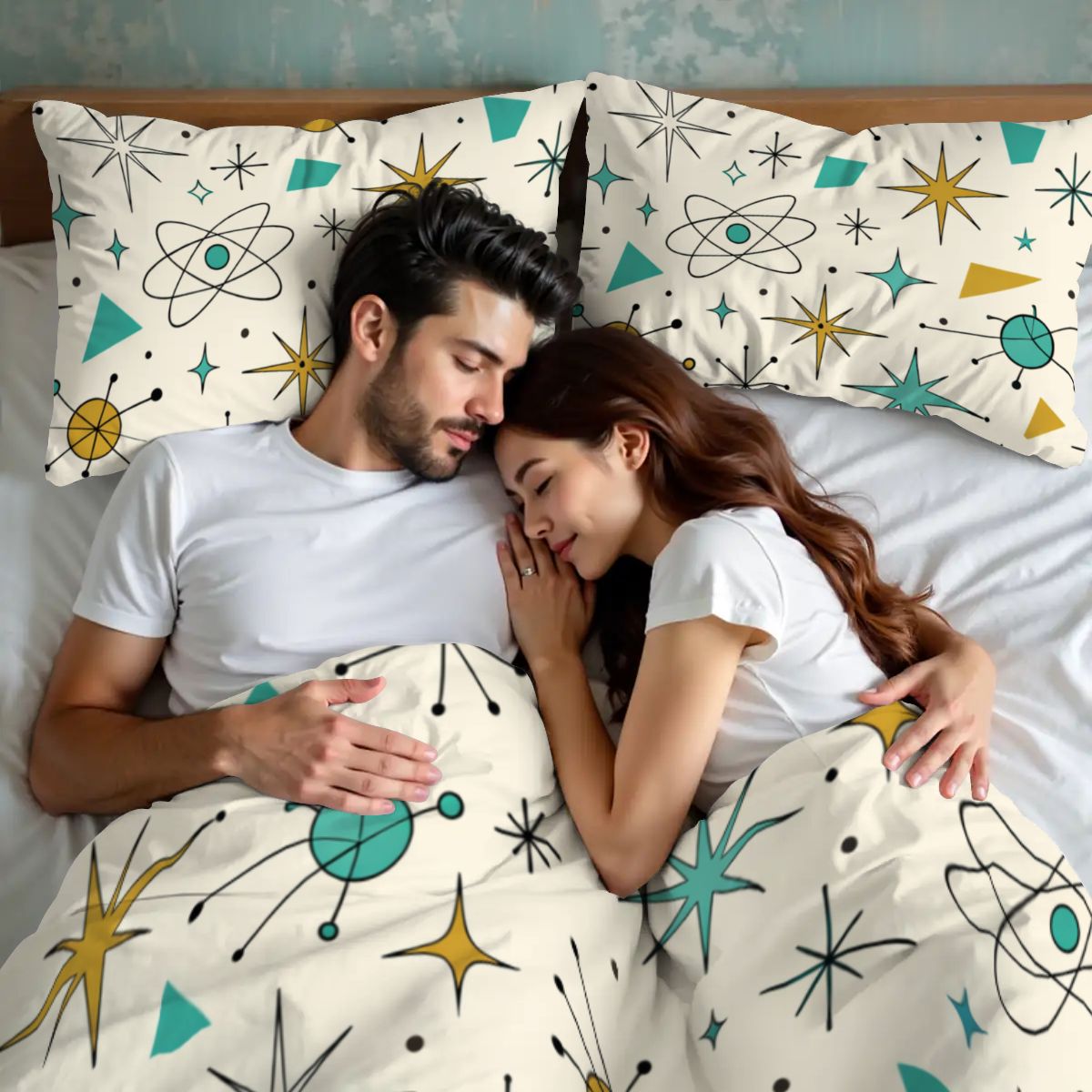 Atomic Stardust Queen Duvet Cover Set - Sleep in Retro Style!