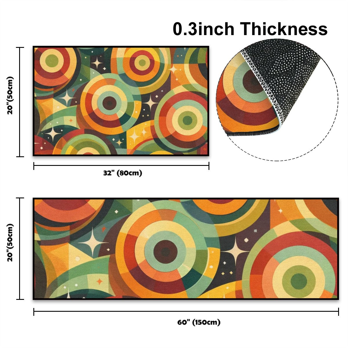 Kitchen Area Rug Set for Floor Non-Slip Washable