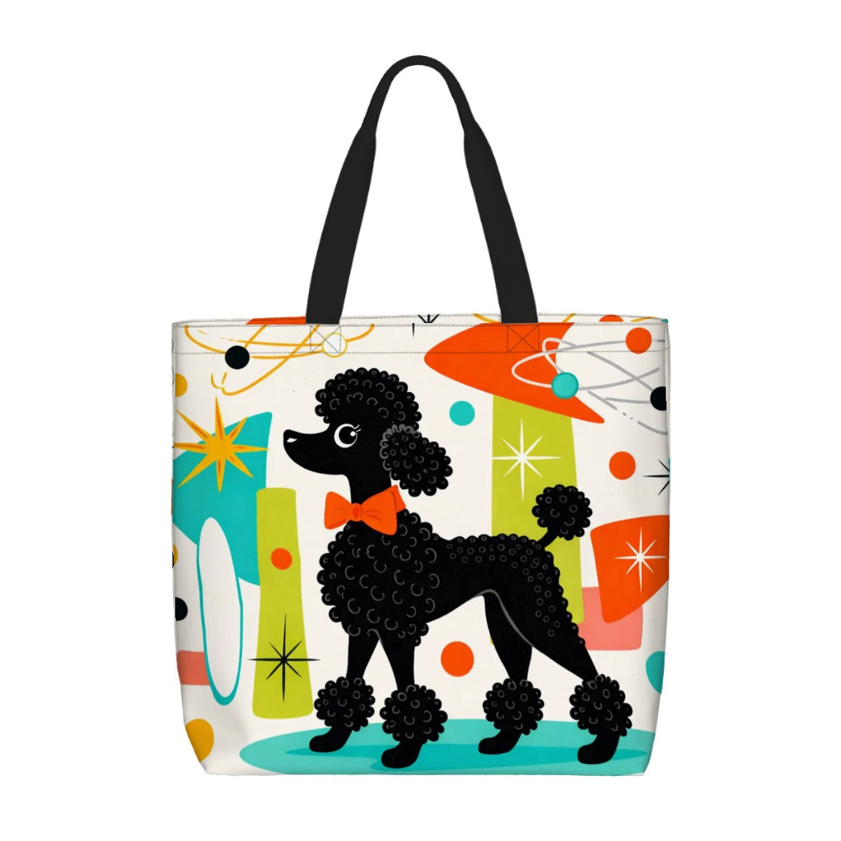 Poodle Power Tote: Large Capacity Mid-Century Kitsch Shoulder Bag – Unleash Your Inner Glam!