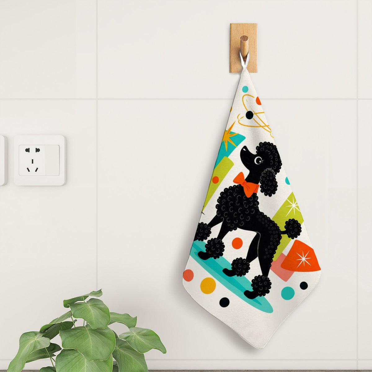 🐩 Atomic Poodle Hanging Hand Towel – Superfine Fiber with Lanyard