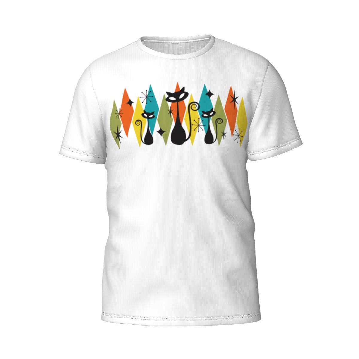 Mid-Century Modern Cat Parade Men's T-Shirt - Pounce on Style!