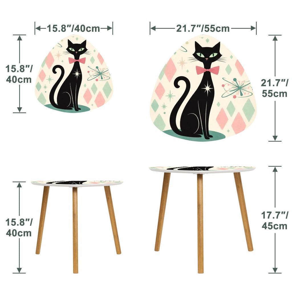 🐾 Atomic Cat Triangle Side Table – MCM Accent Piece (Made in USA)