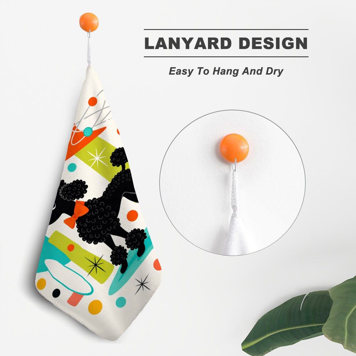 🐩 Atomic Poodle Hanging Hand Towel – Superfine Fiber with Lanyard