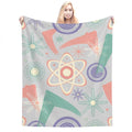 🧪 Atomic Kitsch Flannel Throw Blanket – Pastel Atom & Geometry Edition